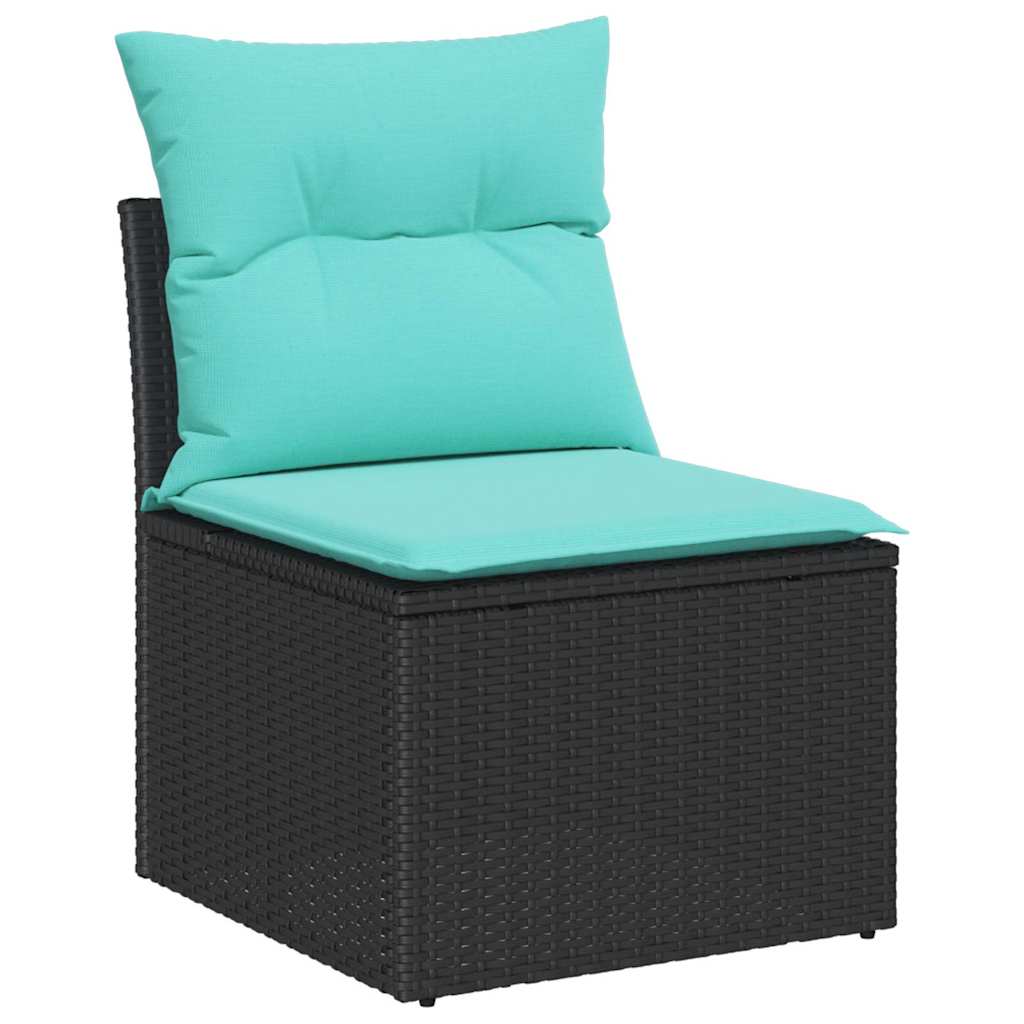 Set di divani 6 pz Nero [Sintetico]: Rattan in Polipropilene