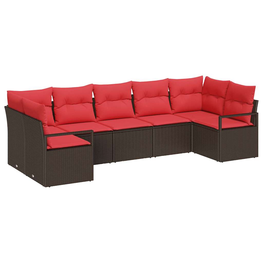 Set di divani 7 pz Marrone polyrattan