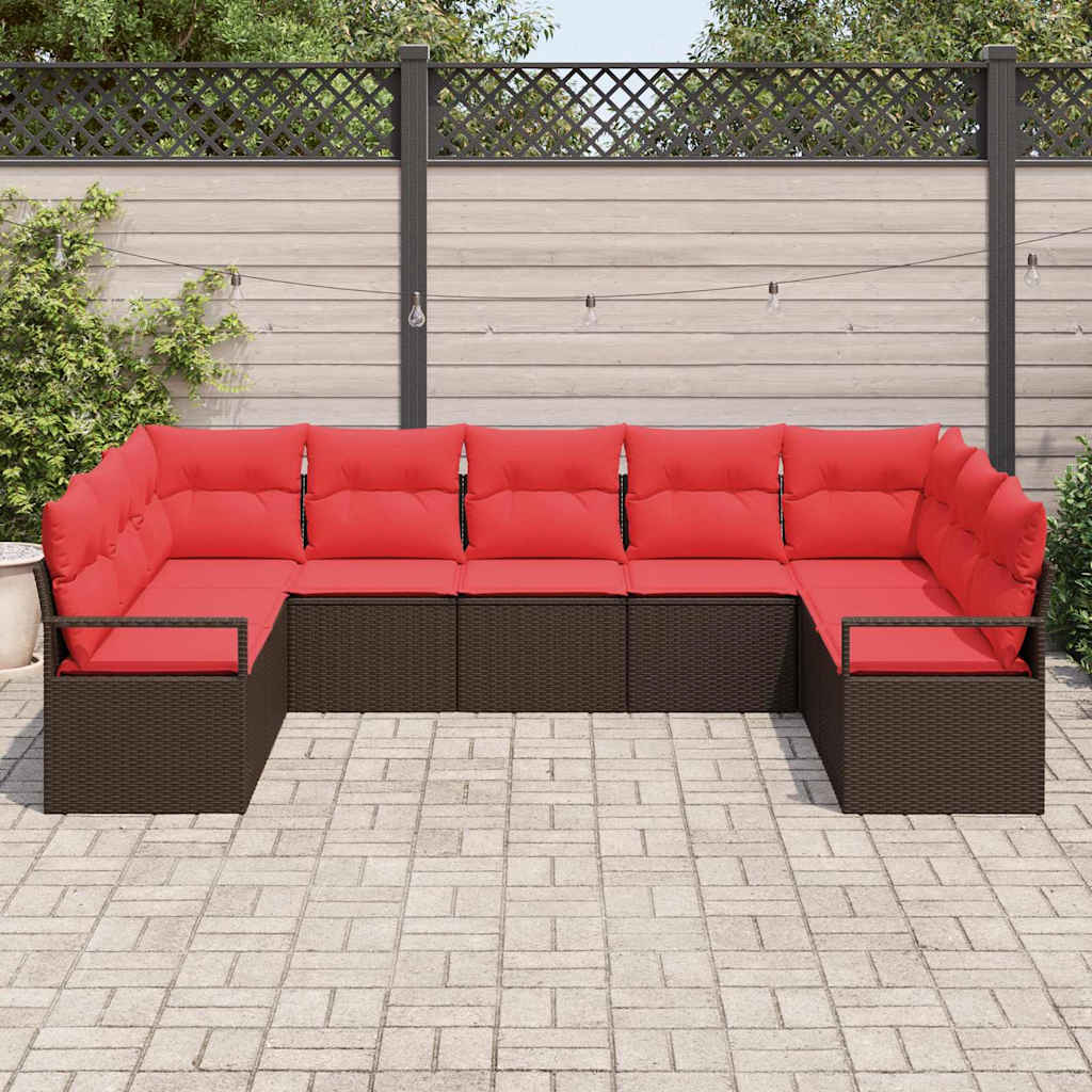 Set di divani 7 pz Marrone polyrattan
