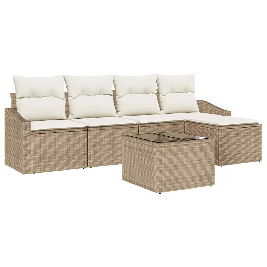 Set di divani 6 pz Beige polyrattan