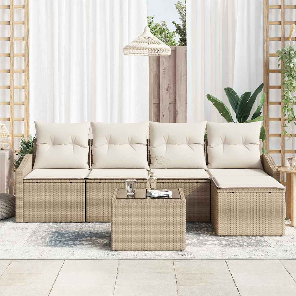 Set di divani 6 pz Beige polyrattan