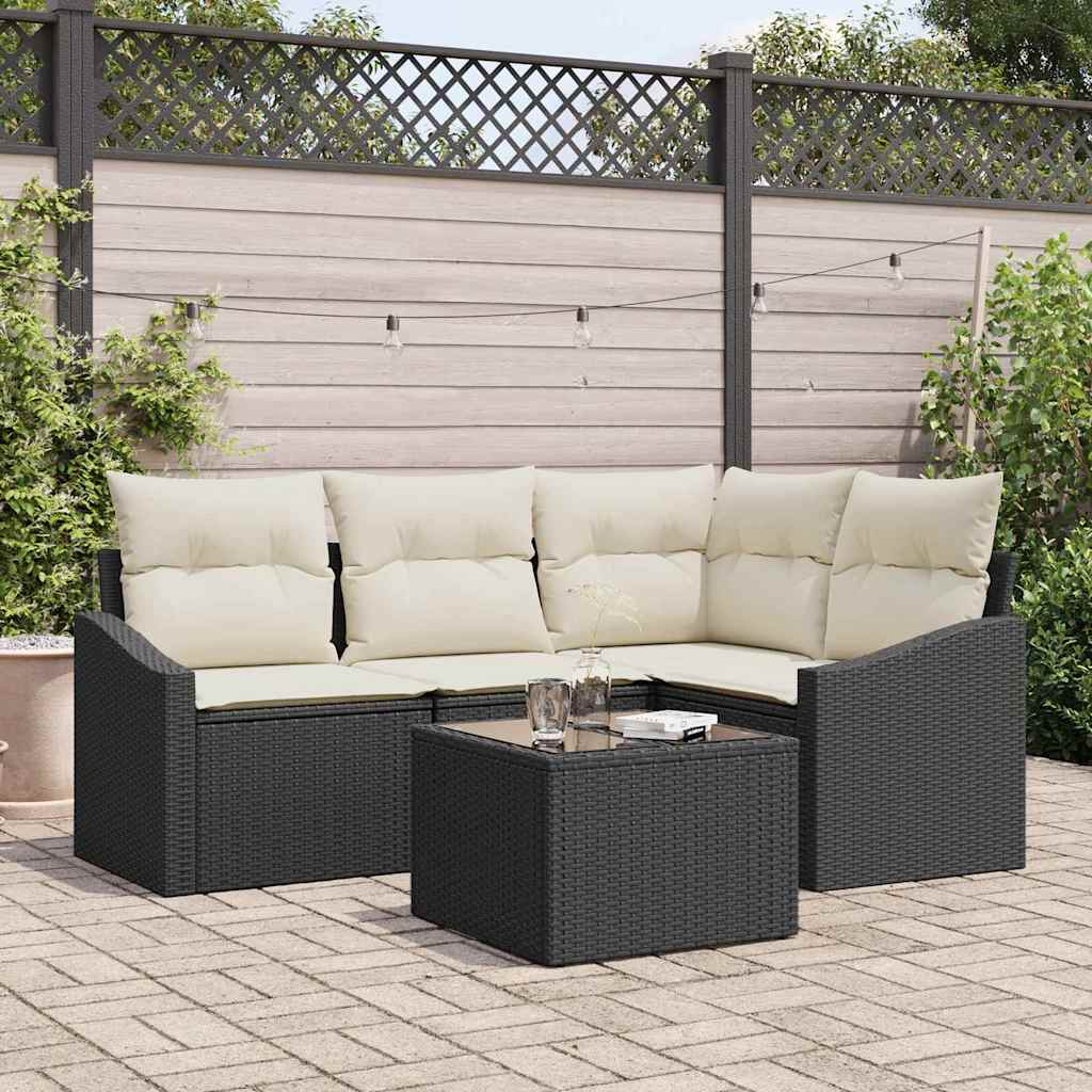 Set di divani 5 pz Nero polyrattan
