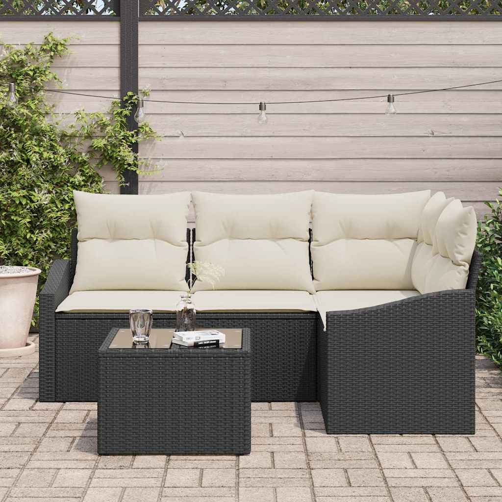 Set di divani 5 pz Nero polyrattan