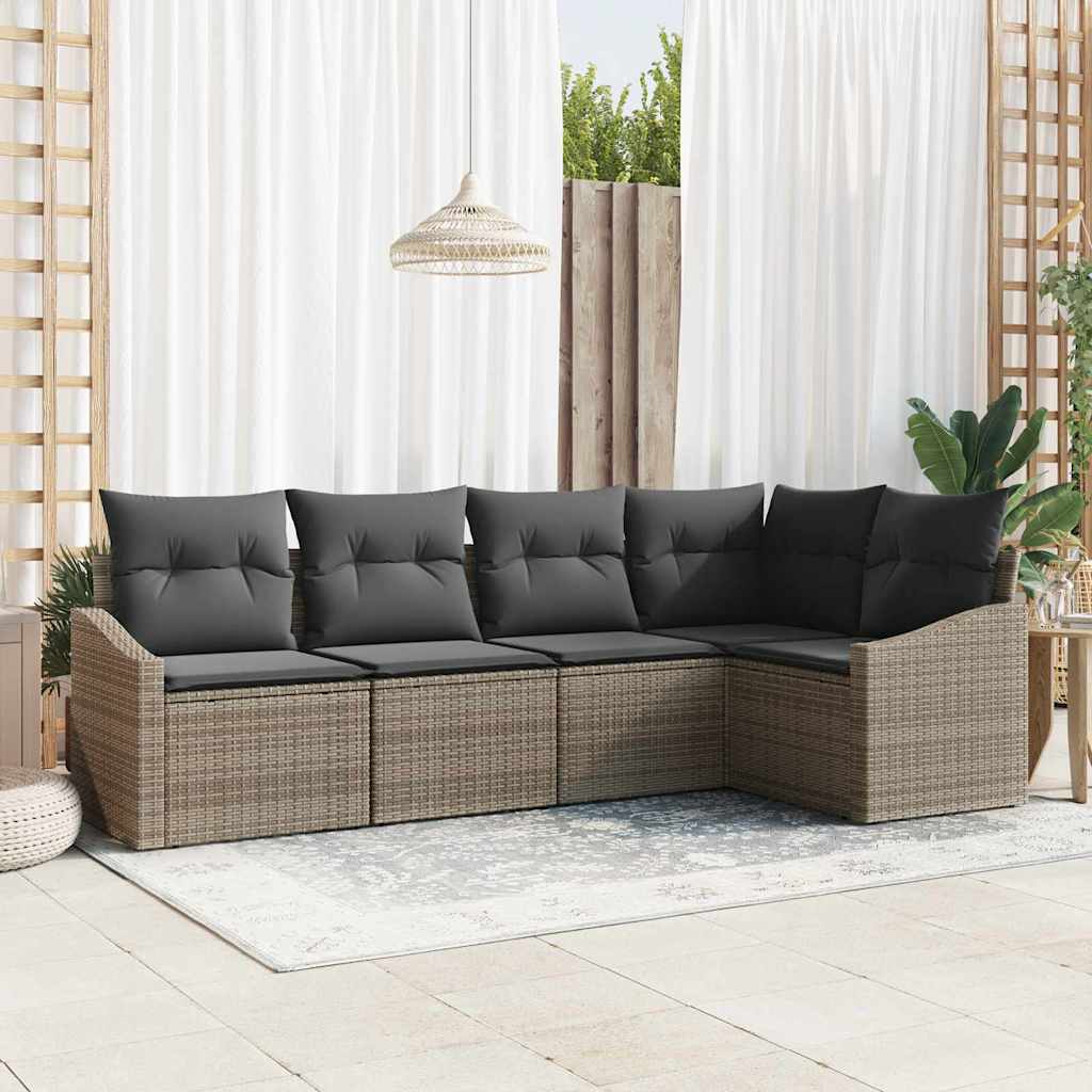 Set di divani 5 pz Grigio polyrattan