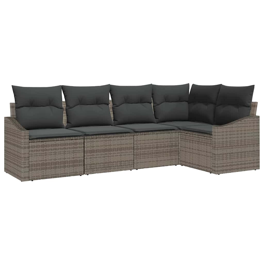 Set di divani 5 pz Grigio polyrattan