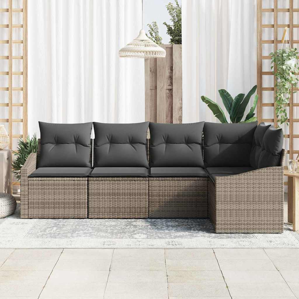 Set di divani 5 pz Grigio polyrattan