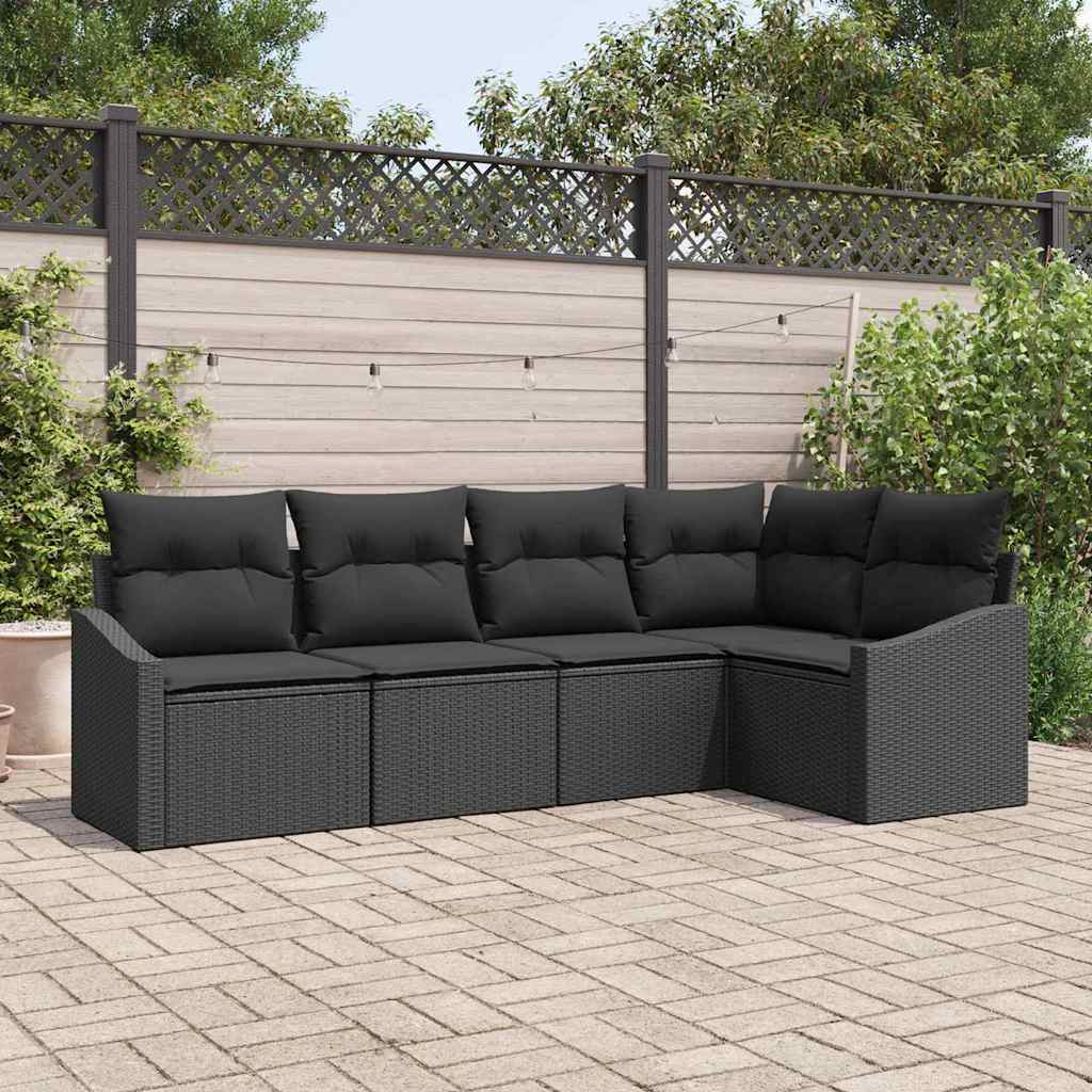 Set di divani 5 pz Nero polyrattan