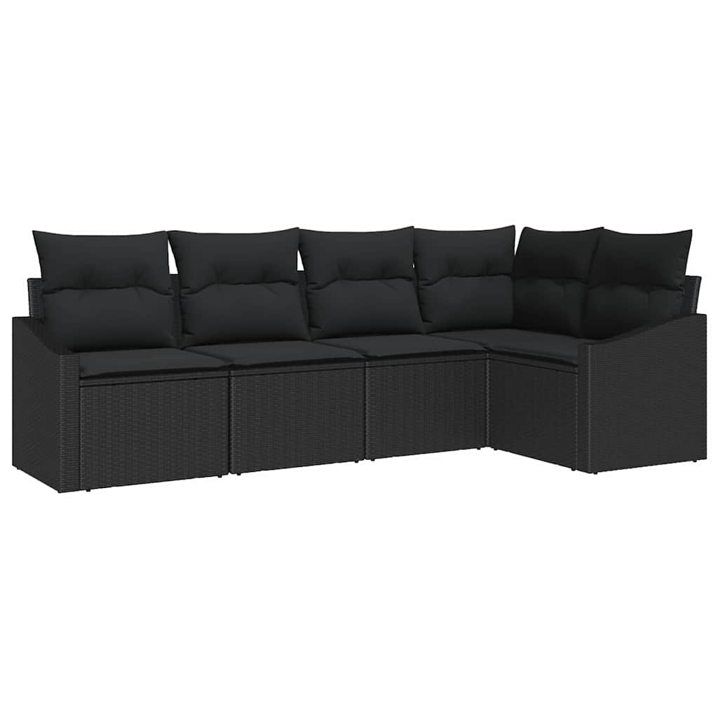 Set di divani 5 pz Nero polyrattan