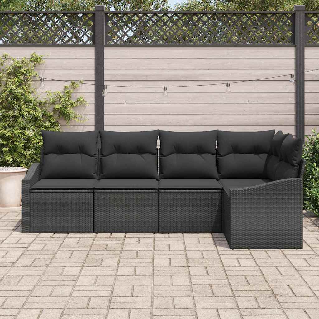 Set di divani 5 pz Nero polyrattan