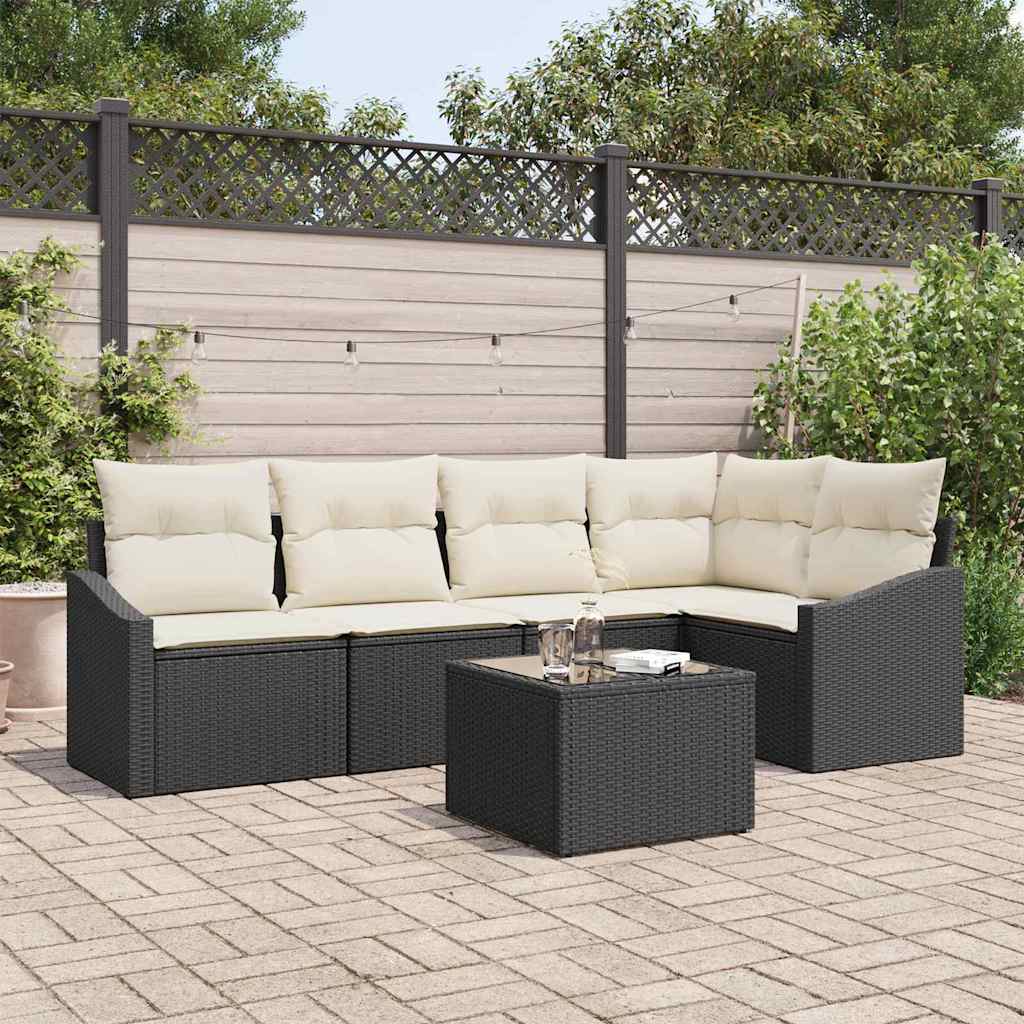 Set di divani 6 pz Nero polyrattan