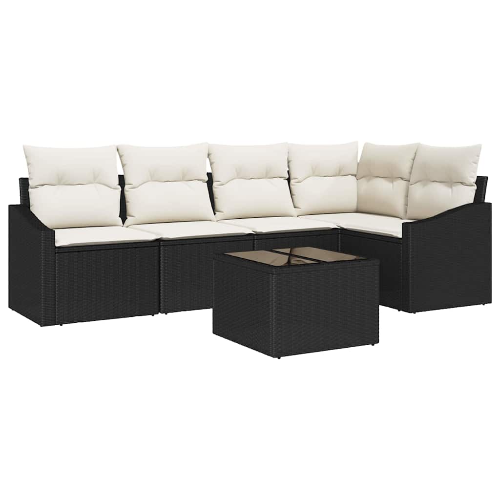 Set di divani 6 pz Nero polyrattan
