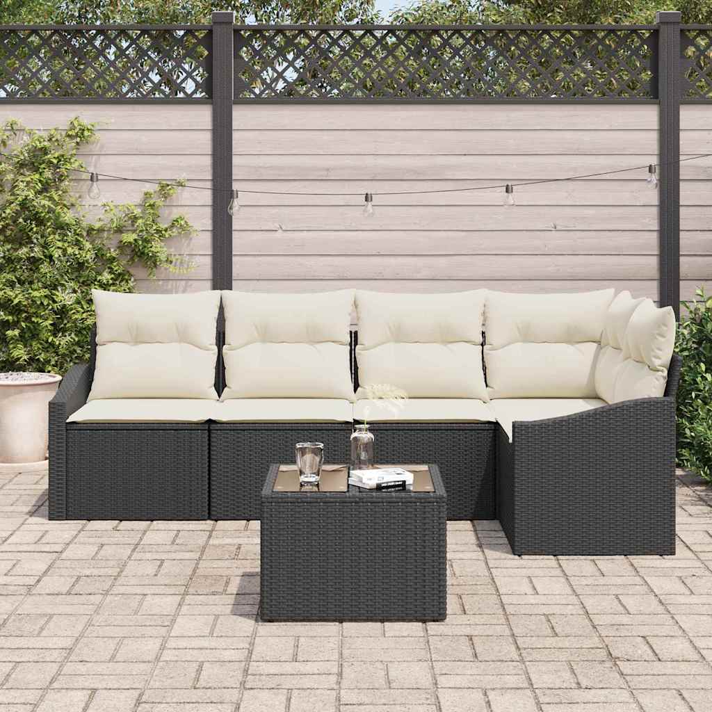 Set di divani 6 pz Nero polyrattan