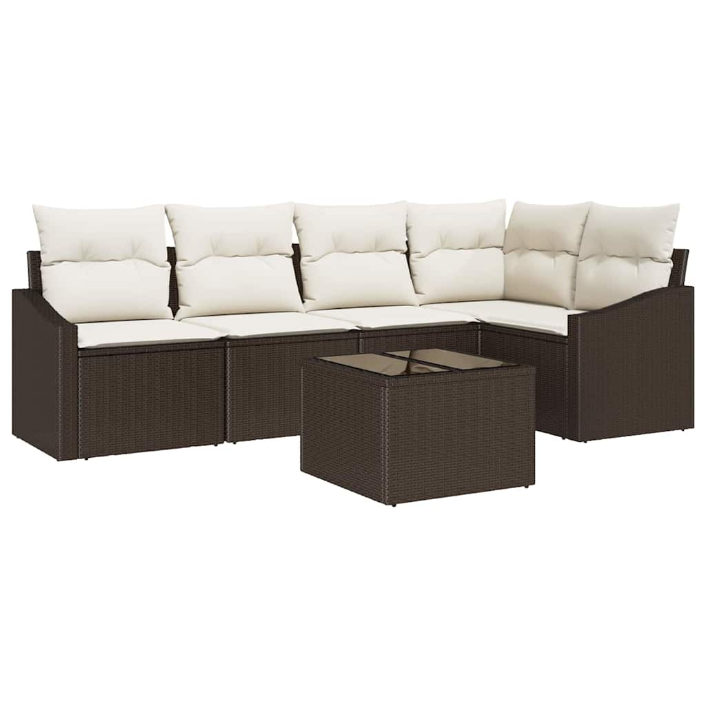 Set di divani 6 pz Marrone polyrattan