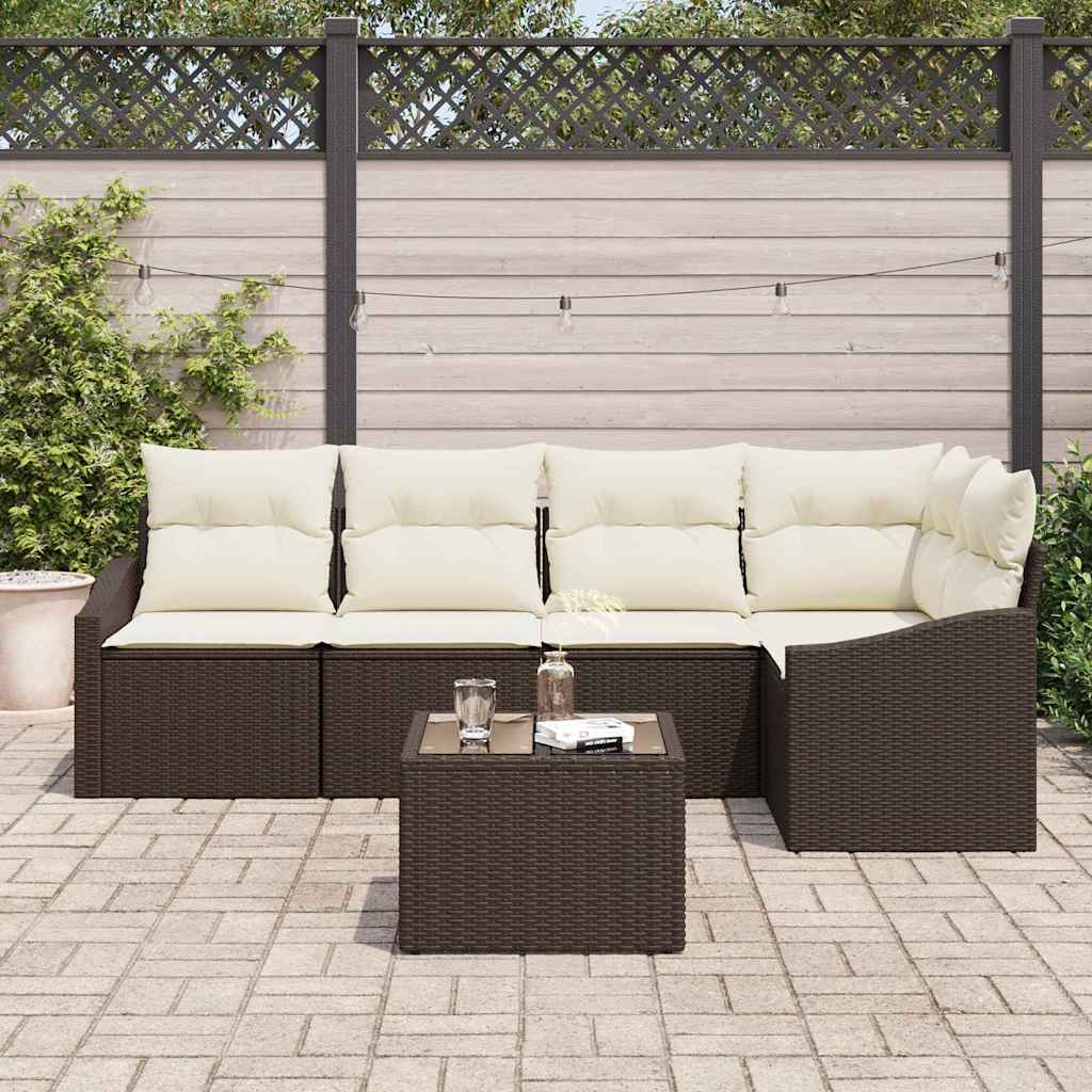 Set di divani 6 pz Marrone polyrattan
