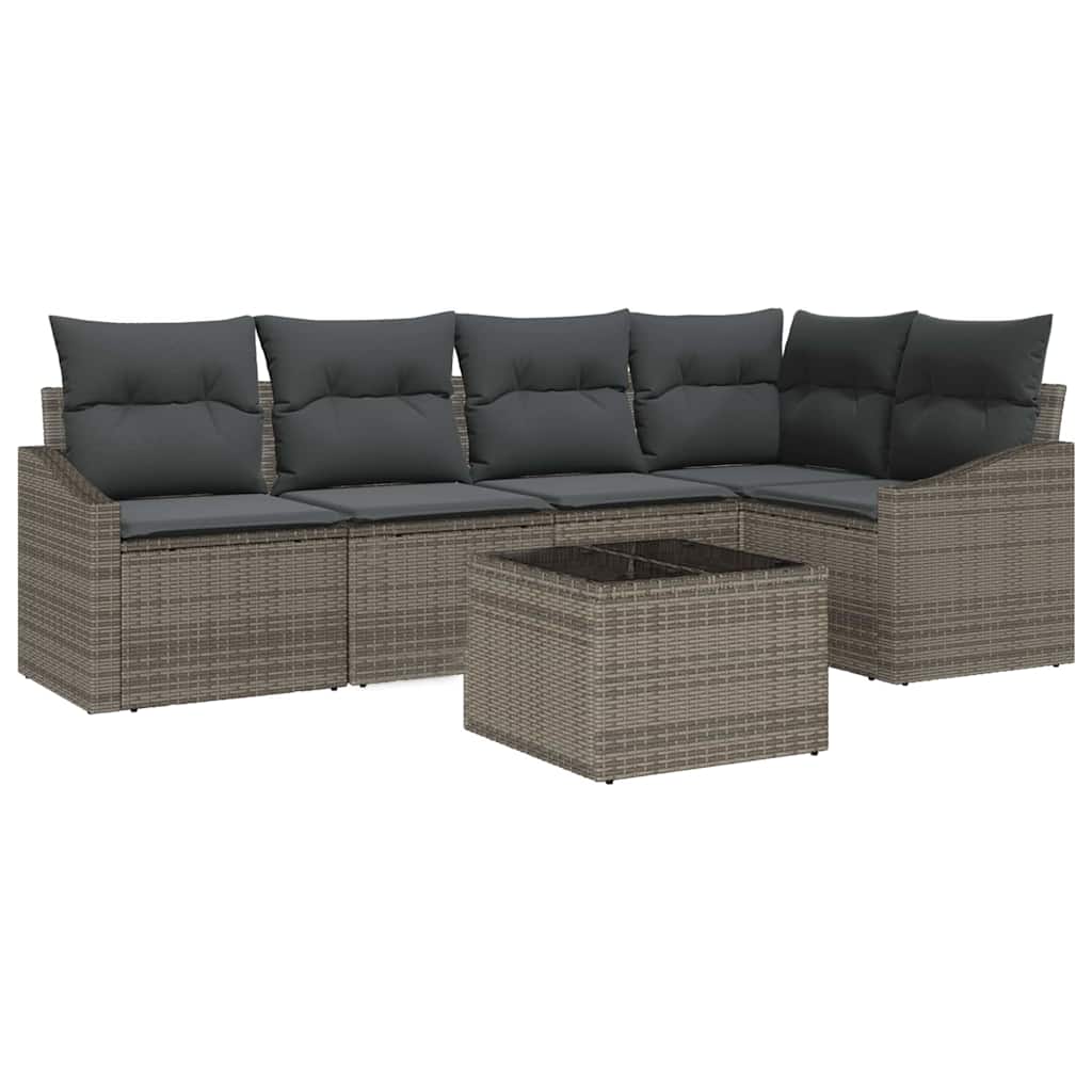 Set di divani 6 pz Grigio polyrattan