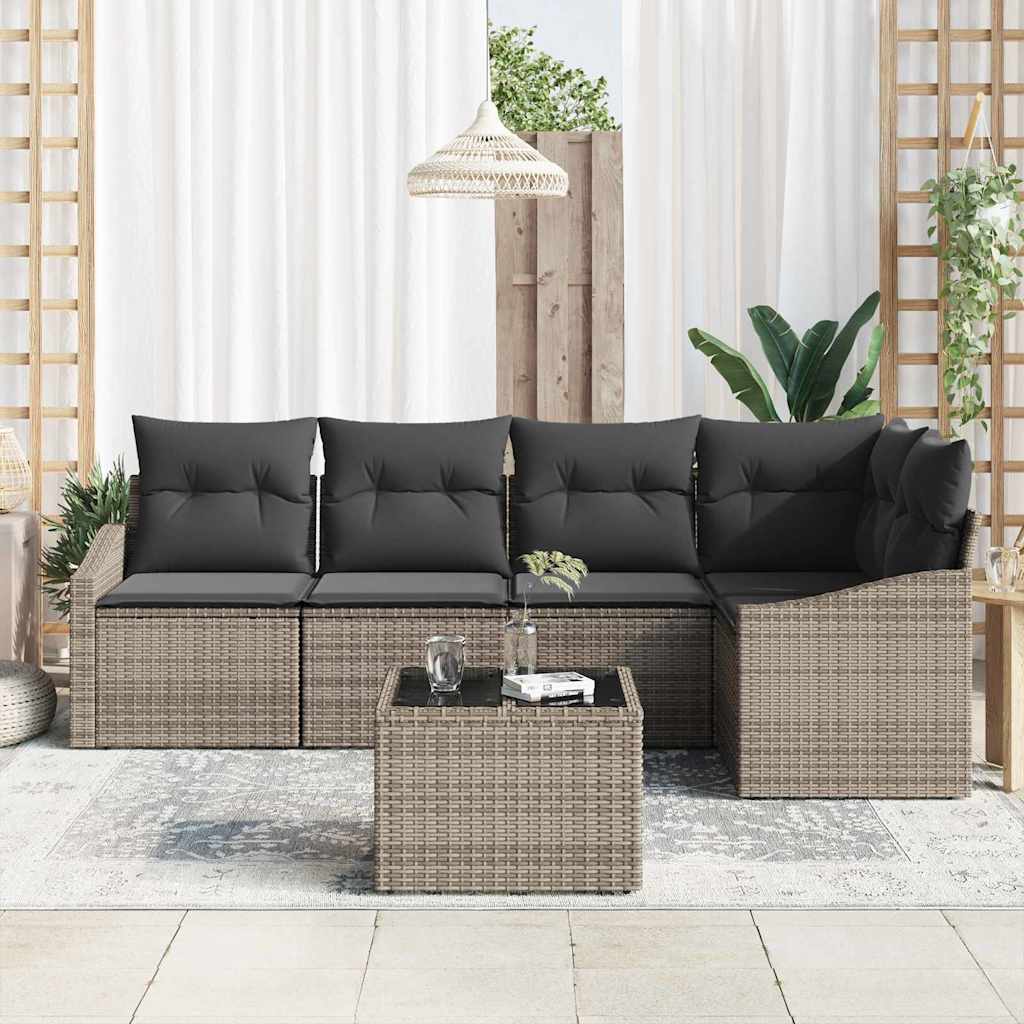 Set di divani 6 pz Grigio polyrattan