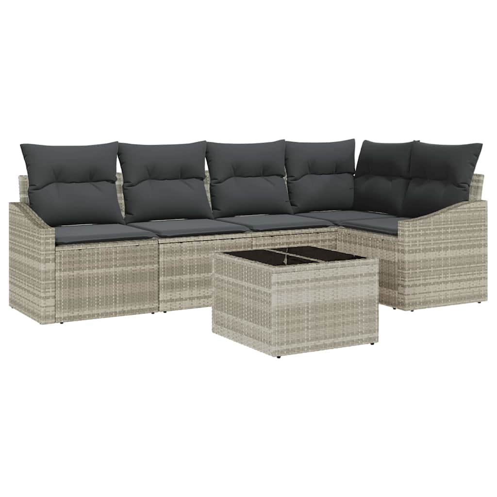 Set di divani 6 pz Grigio chiaro polyrattan
