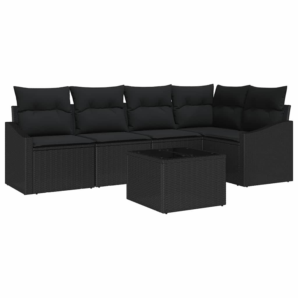 Set di divani 6 pz Nero polyrattan