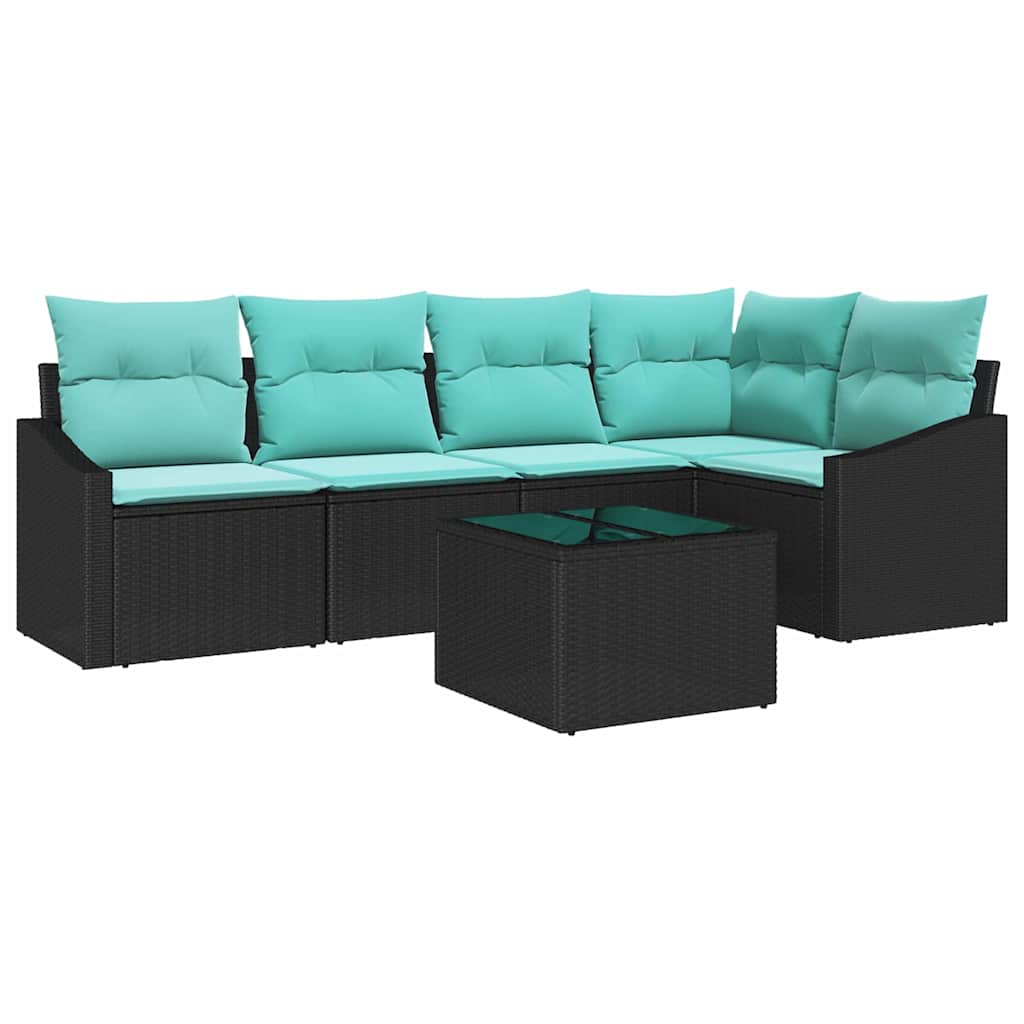 Set di divani 6 pz Nero polyrattan