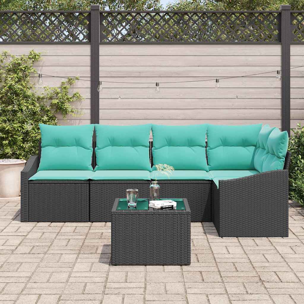 Set di divani 6 pz Nero polyrattan