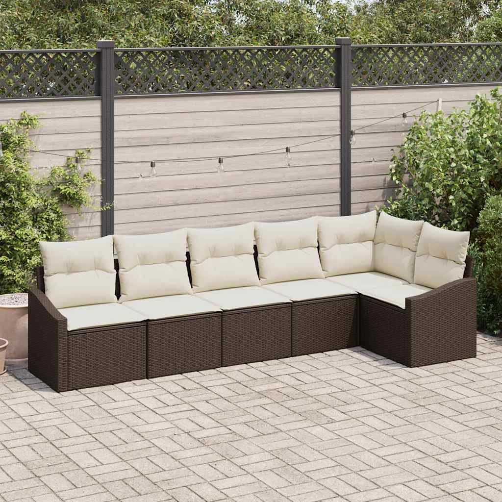 Set di divani 6 pz Marrone polyrattan
