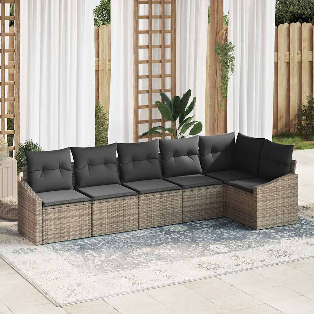 Set di divani 6 pz Grigio polyrattan