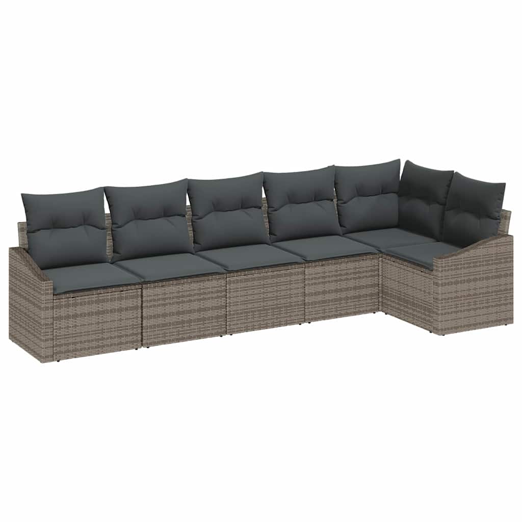 Set di divani 6 pz Grigio polyrattan