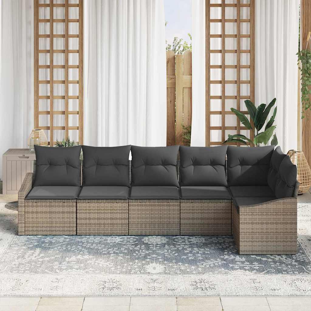 Set di divani 6 pz Grigio polyrattan