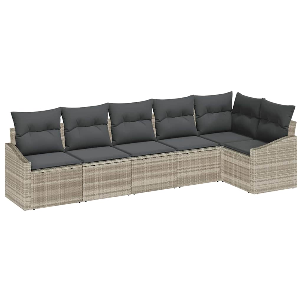 Set di divani 6 pz Grigio chiaro polyrattan