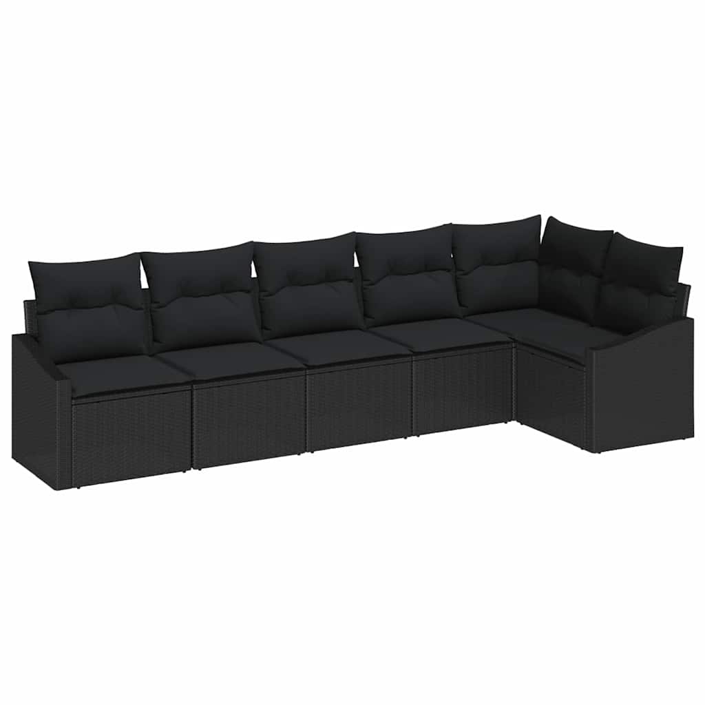 Set di divani 6 pz Nero polyrattan