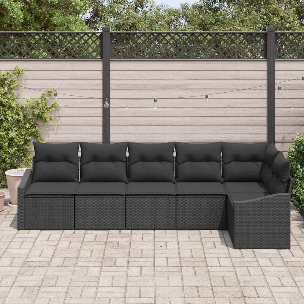 Set di divani 6 pz Nero polyrattan
