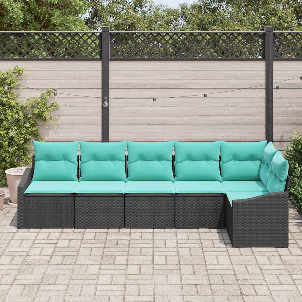 Set di divani 6 pz Nero polyrattan