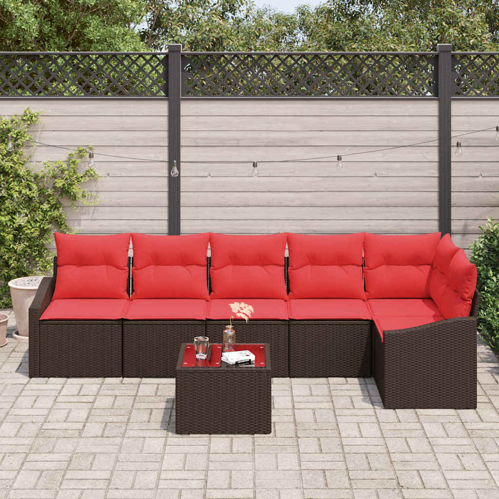 Set di divani 7 pz Marrone polyrattan