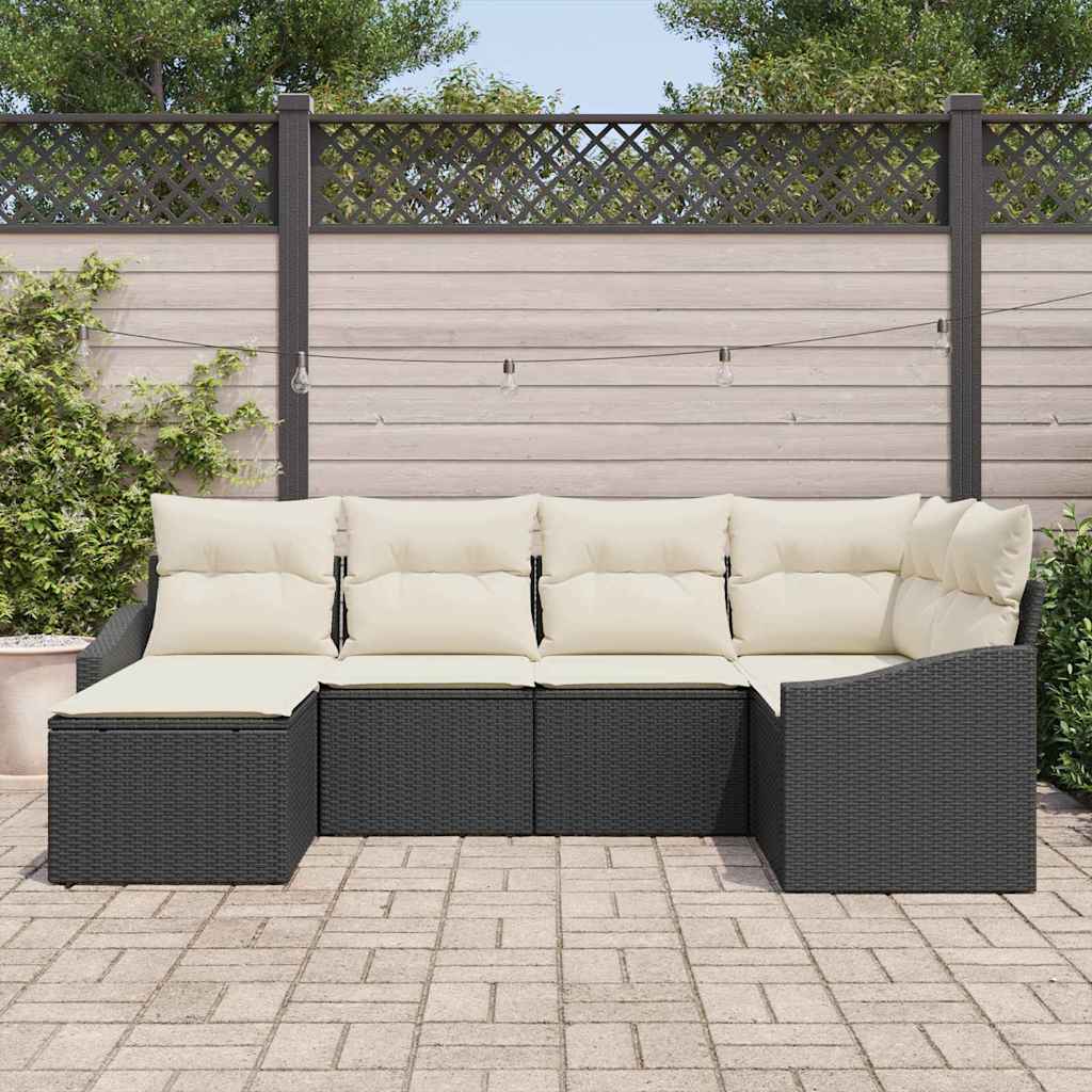 Set di divani 6 pz Nero polyrattan
