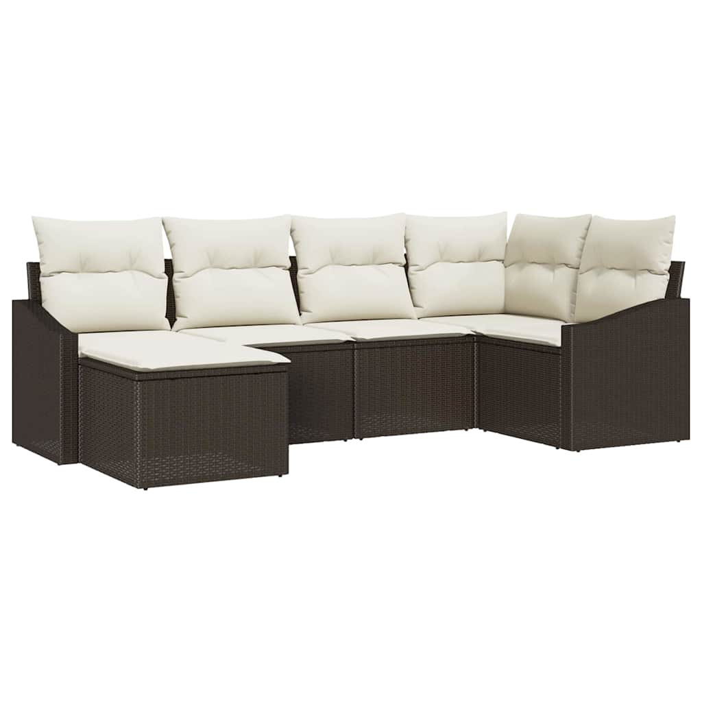 Set di divani 6 pz Marrone polyrattan