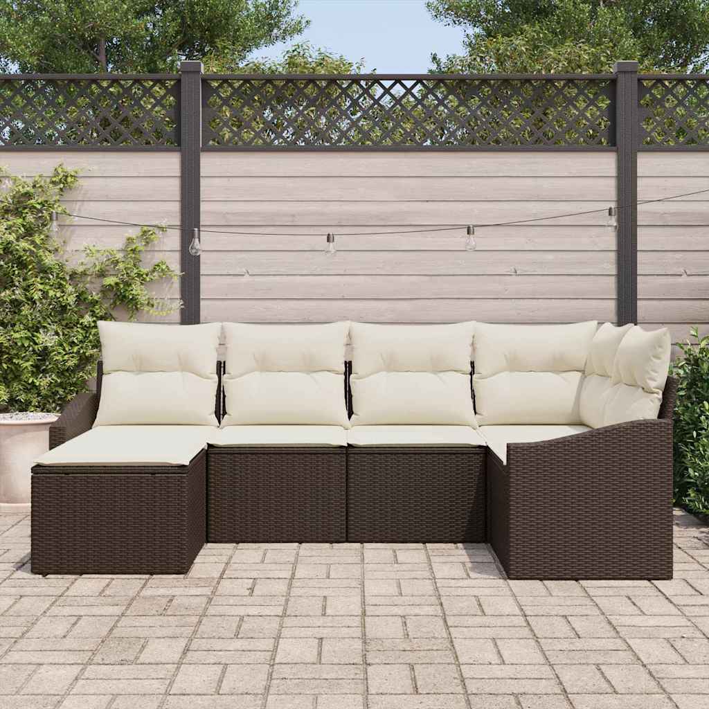 Set di divani 6 pz Marrone polyrattan