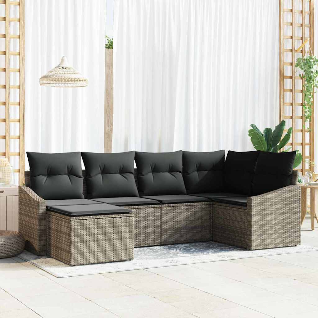 Set di divani 6 pz Grigio polyrattan