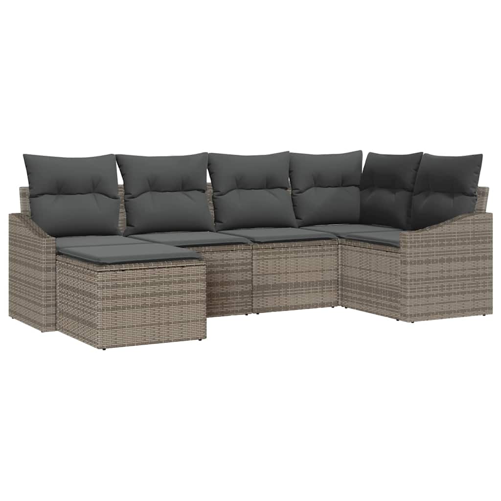 Set di divani 6 pz Grigio polyrattan