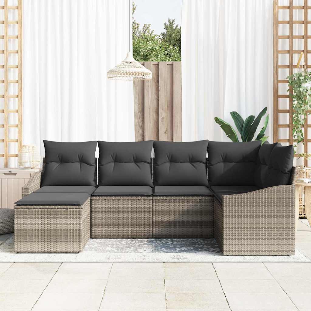 Set di divani 6 pz Grigio polyrattan