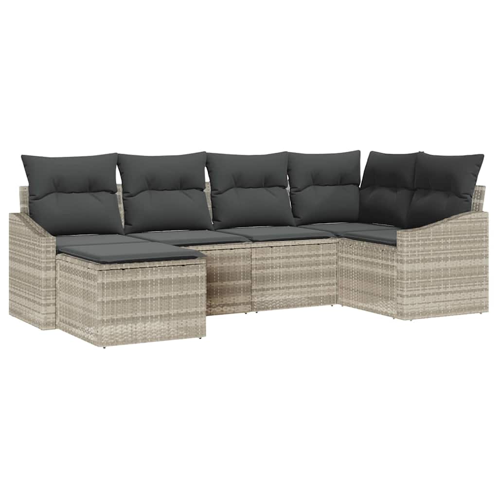 Set di divani 6 pz Grigio chiaro polyrattan