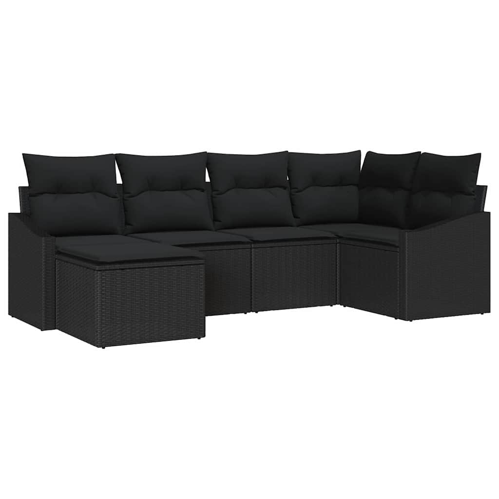 Set di divani 6 pz Nero polyrattan
