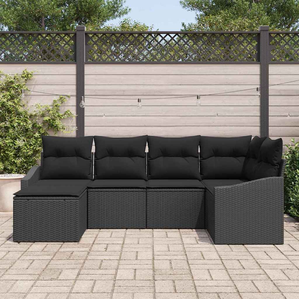 Set di divani 6 pz Nero polyrattan