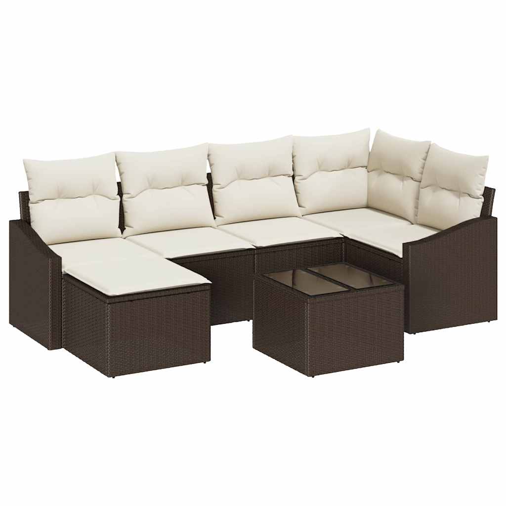 Set di divani 7 pz Marrone polyrattan