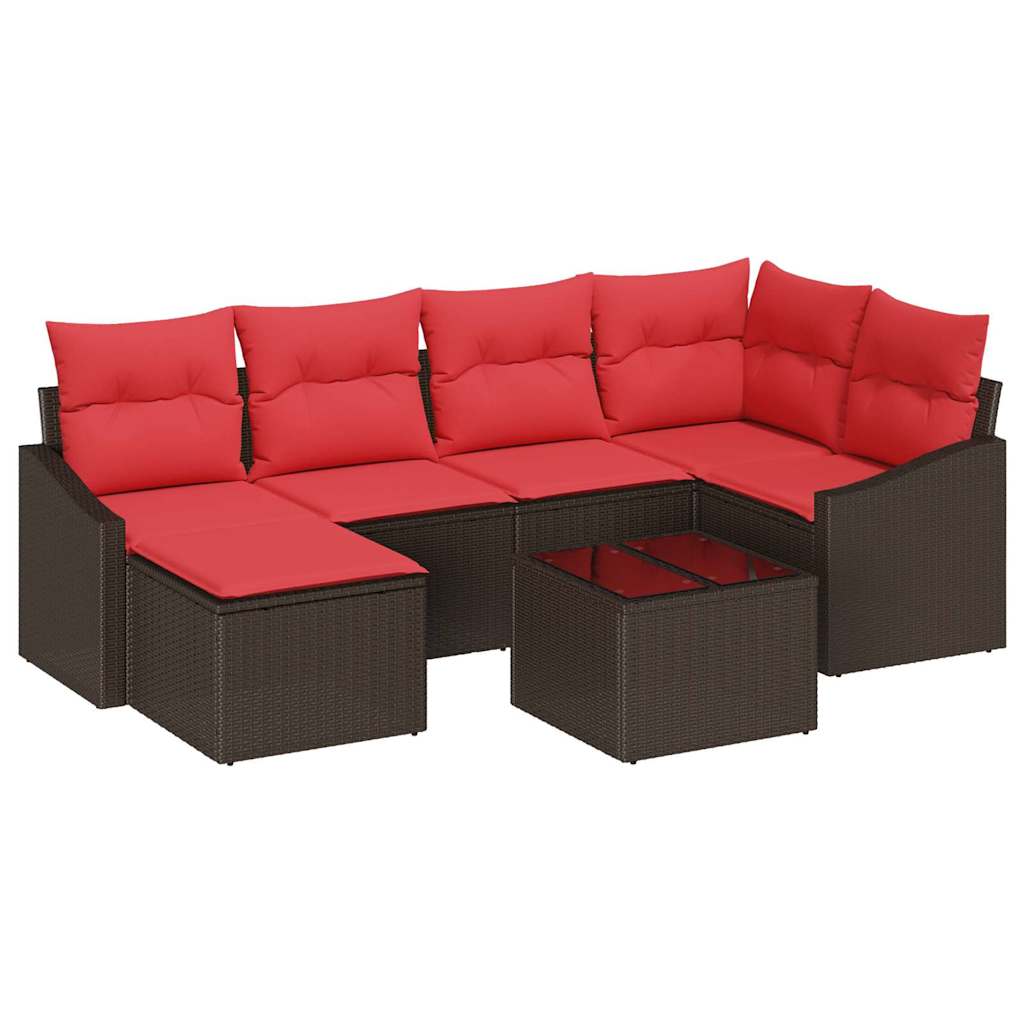 Set di divani 7 pz Marrone polyrattan