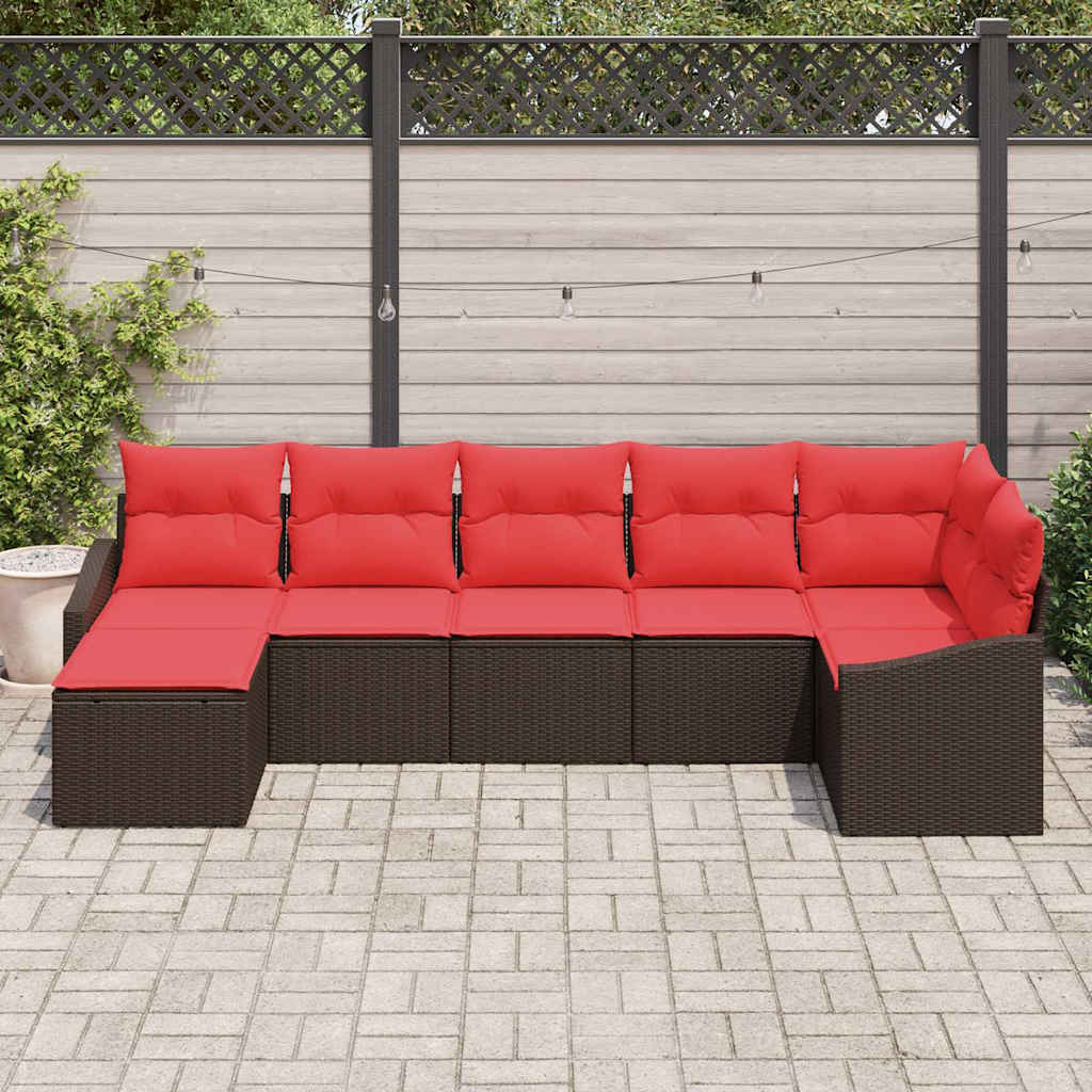 Set di divani 7 pz Marrone polyrattan