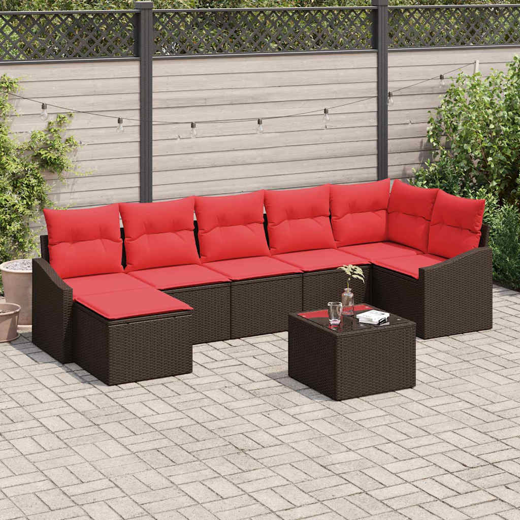 Set di divani 8 pz Marrone polyrattan