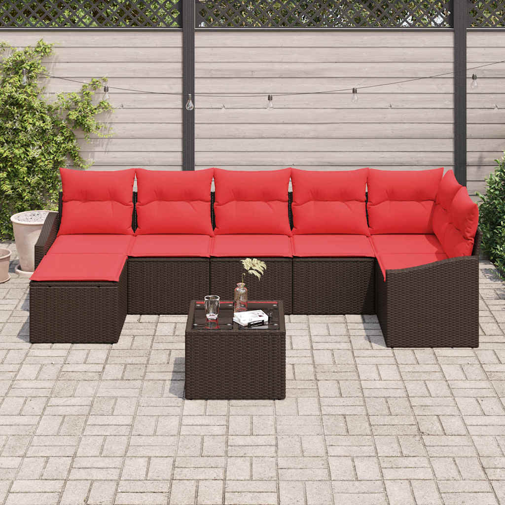 Set di divani 8 pz Marrone polyrattan