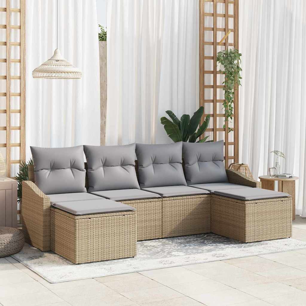 Set di divani 6 pz Beige polyrattan