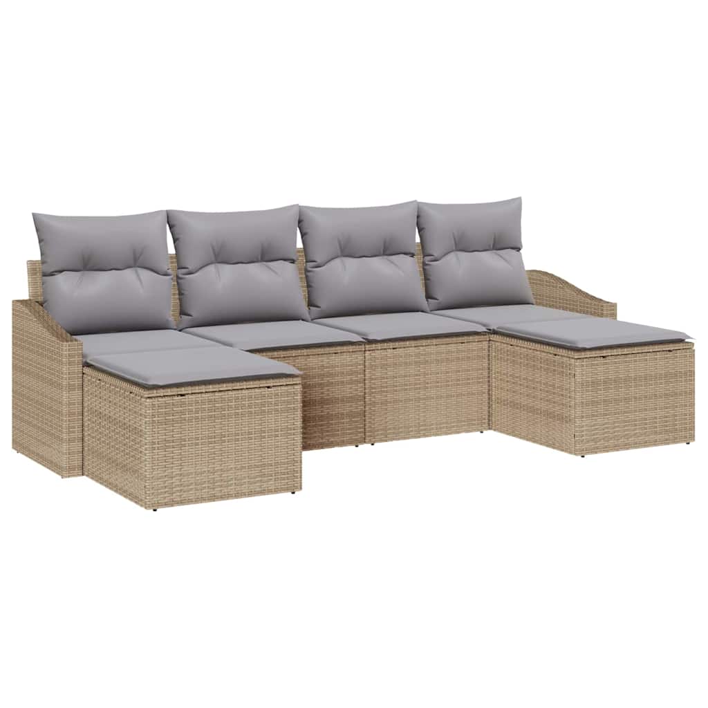 Set di divani 6 pz Beige polyrattan