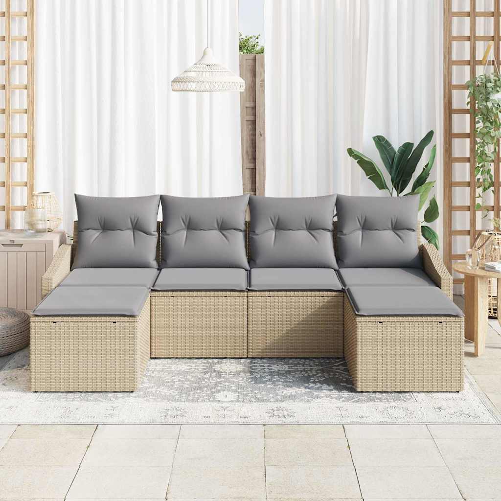 Set di divani 6 pz Beige polyrattan